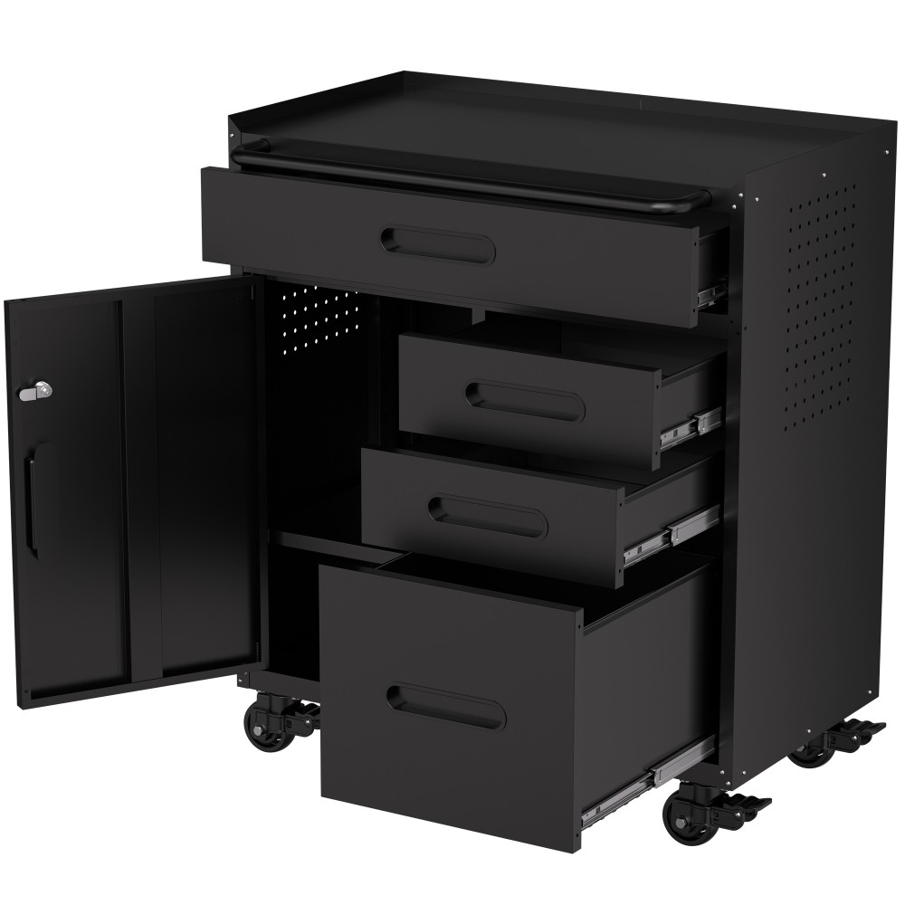 34.3"Mobile Tool Storage Cabinet,4 Drawers Garage Organizer,Lockable Compartment