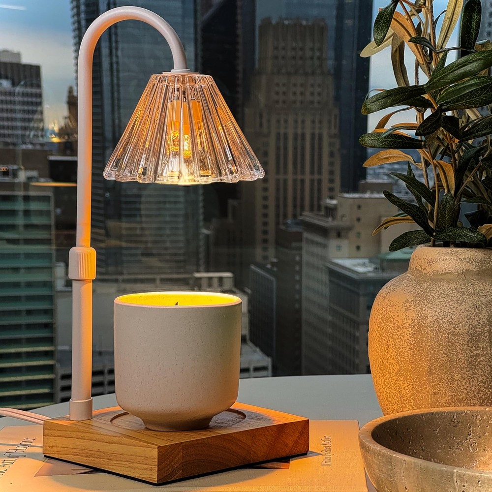 COYAL Candle Warmer Lamp with Timer and Dimmer & Includes 2 White/Glass
