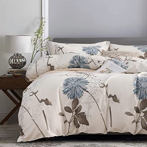 Comforter Size, 600 Thread Count Cotton Brown Queen Off-white Botanical