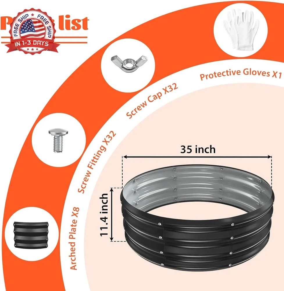 YSEJOMP 36 Inch Round Galvanized Fire Pit Ring/Fire Ring - Foldable and Perfect