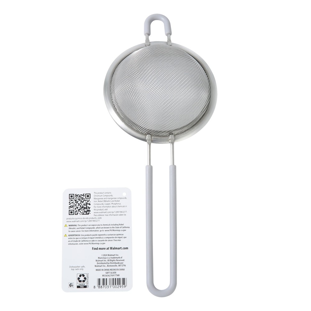 3" Premium Stainless Steel Fine Mesh Strainer, Silver