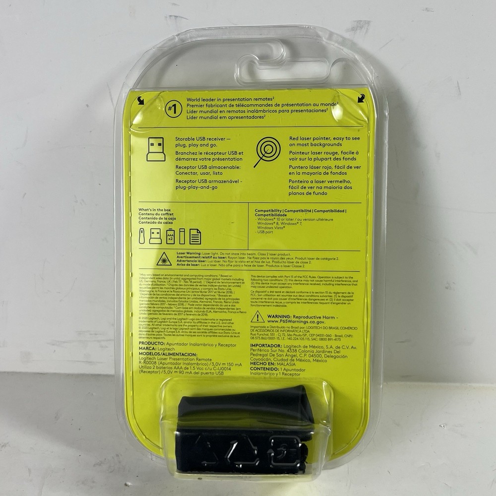 New Logitech R400 Laser Presentation Remote - Black