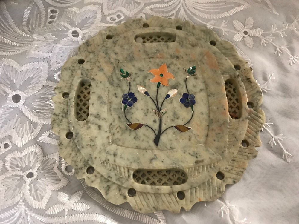 Soapstone Inlay Offering Plate India