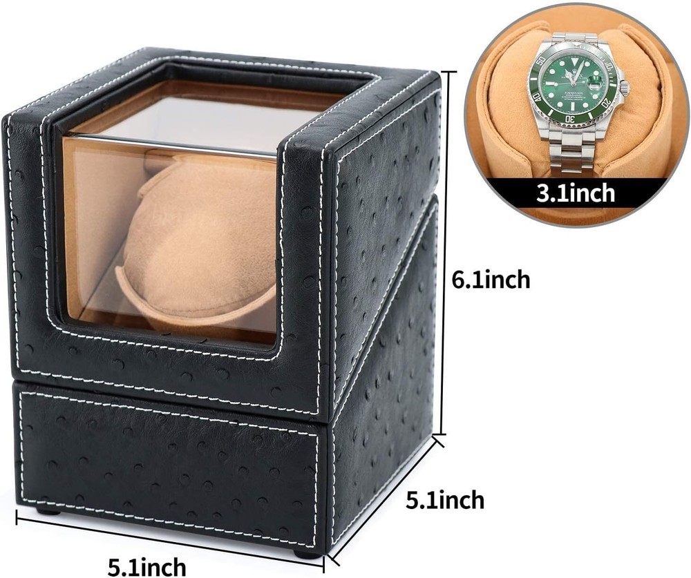 Black Automatic Watch Winder With Silent Motor And Five Rotation Modes