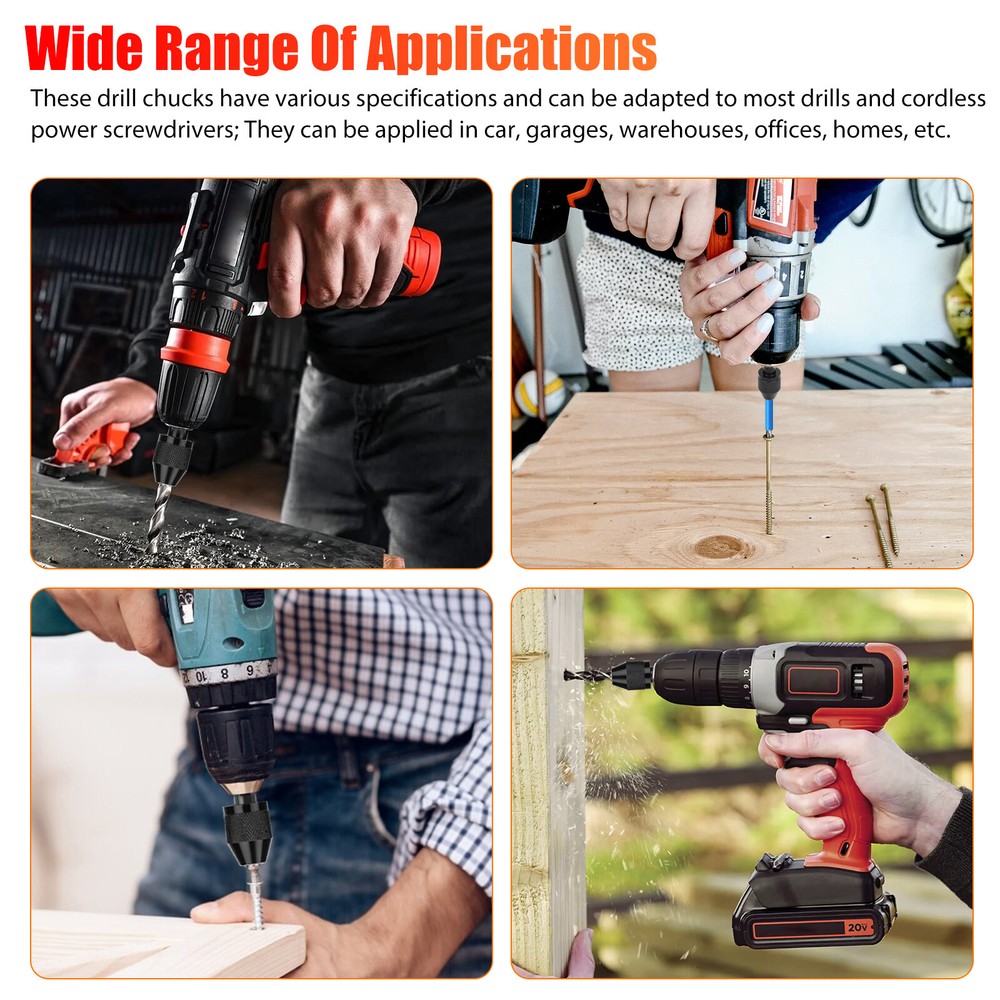 2/4x 1/4"Hex Shank Keyless Chuck Adapter Drill Bit Quick Change Driver Converter