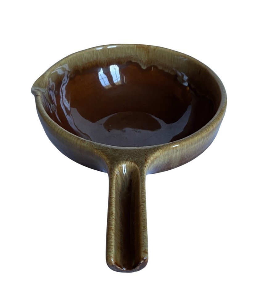 Rubel Brown Drip Glaze Handled Rustic Stoneware Pour Spout Serving Dish 2013