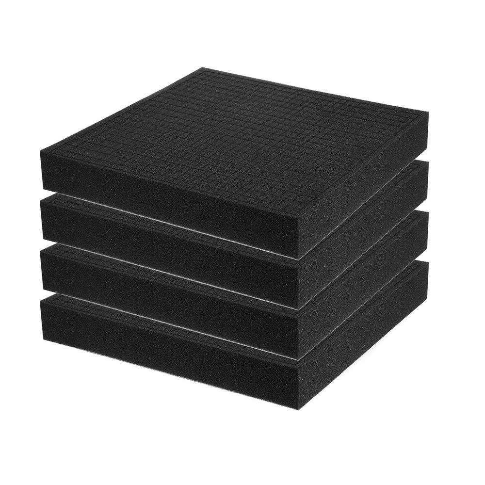 4 pcs Polyurethane Foam Inserts, 12"Lx12"Wx1"T Packing Sheets Pre Cut(Black)
