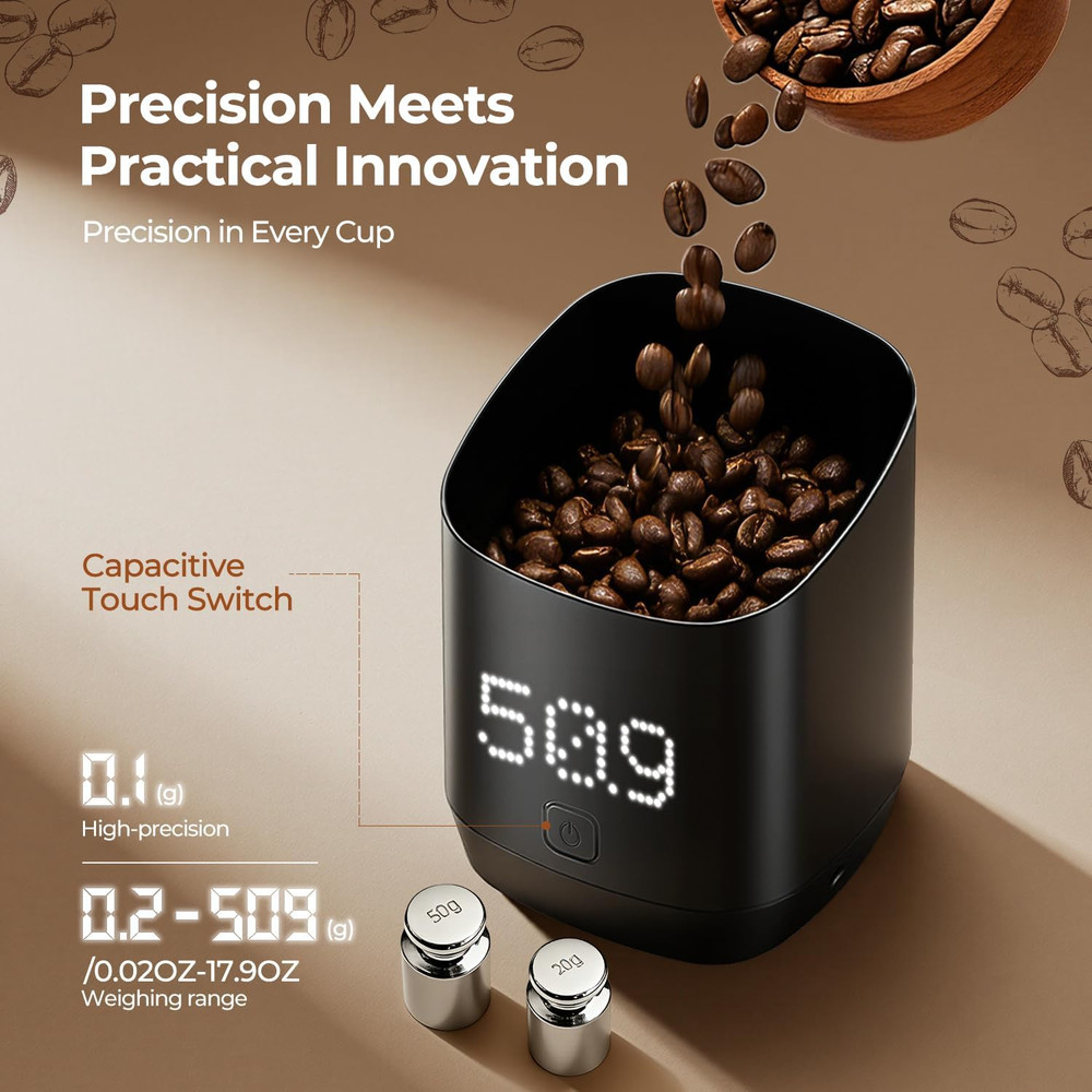 Digital Dosing Cup with LED Display - Precise 1G/0.1Oz Scale for Coffee & Baking
