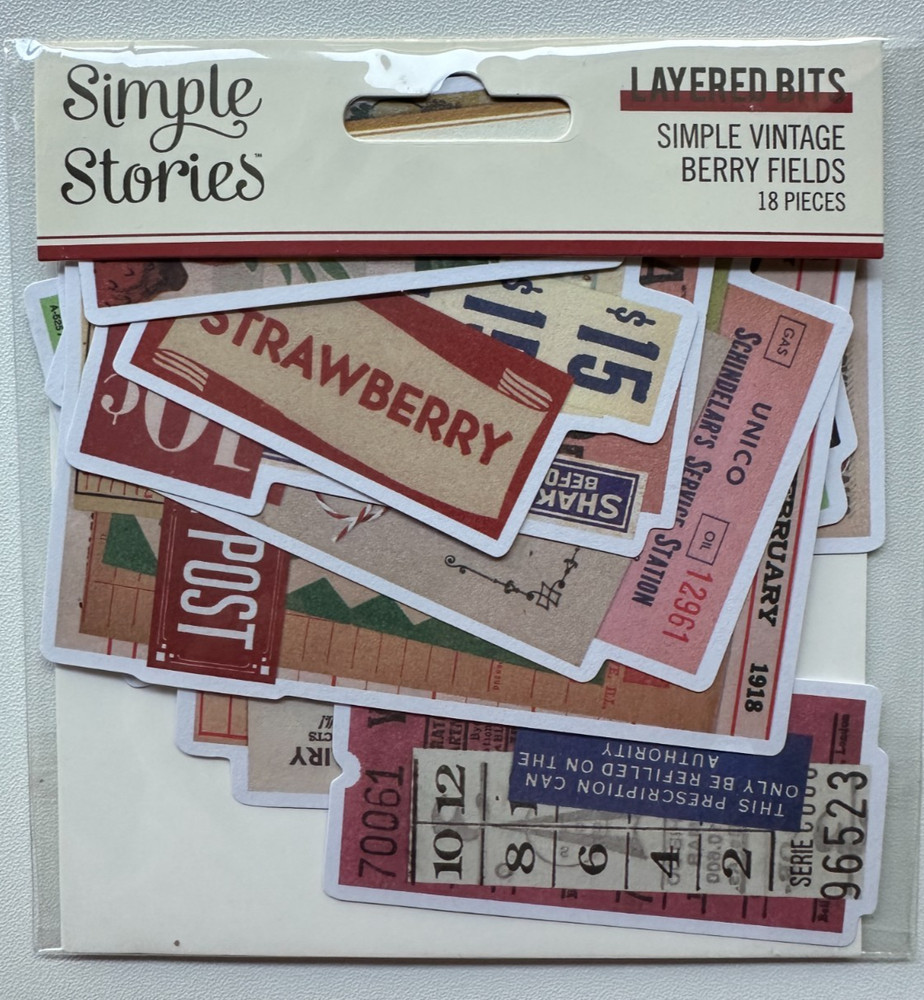 Simple Stories Simple Vintage Berry Fields Layered Bits-18 Pieces