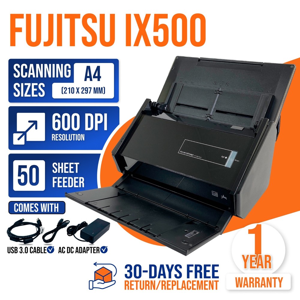 Fujitsu ScanSnap iX500 Color Duplex Document Wireless Scanner w/Bundle GRADE A!⚡
