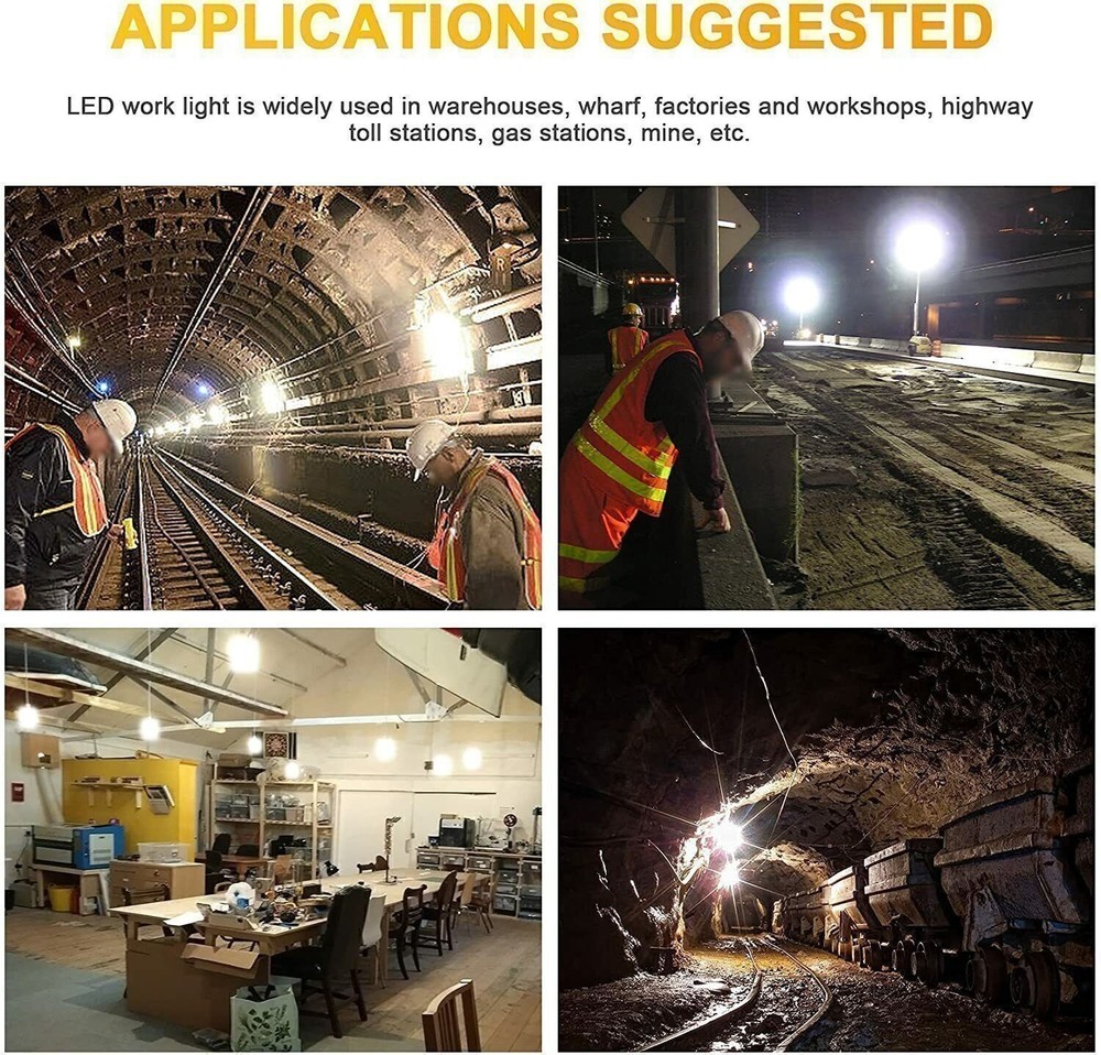 150W LED Temporary Work Light Construction Portable High Bay Light 5000K