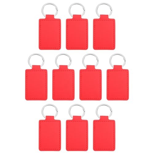 Sublimation Blank Keychains, Rectangle Leather Keychain Blanks Double Side Red