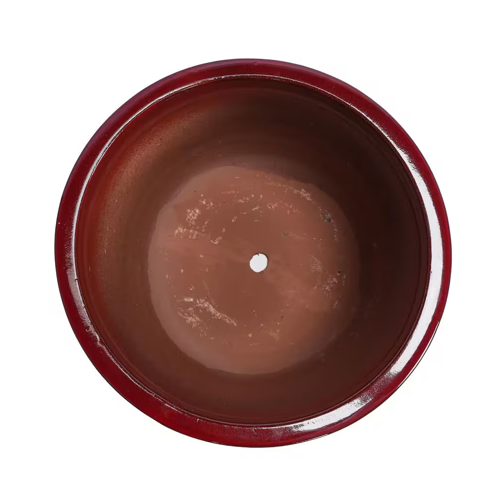3-Pieces Modern Bean Paste Red Ceramic Planter with Drainage Hole
