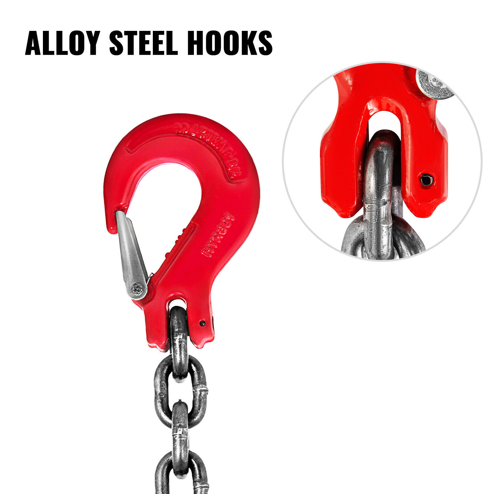 One 5/16" x 6' G80 Chain Lifting Sling 2 Legs 3T/6600lbs Capacity w/Grab Hooks