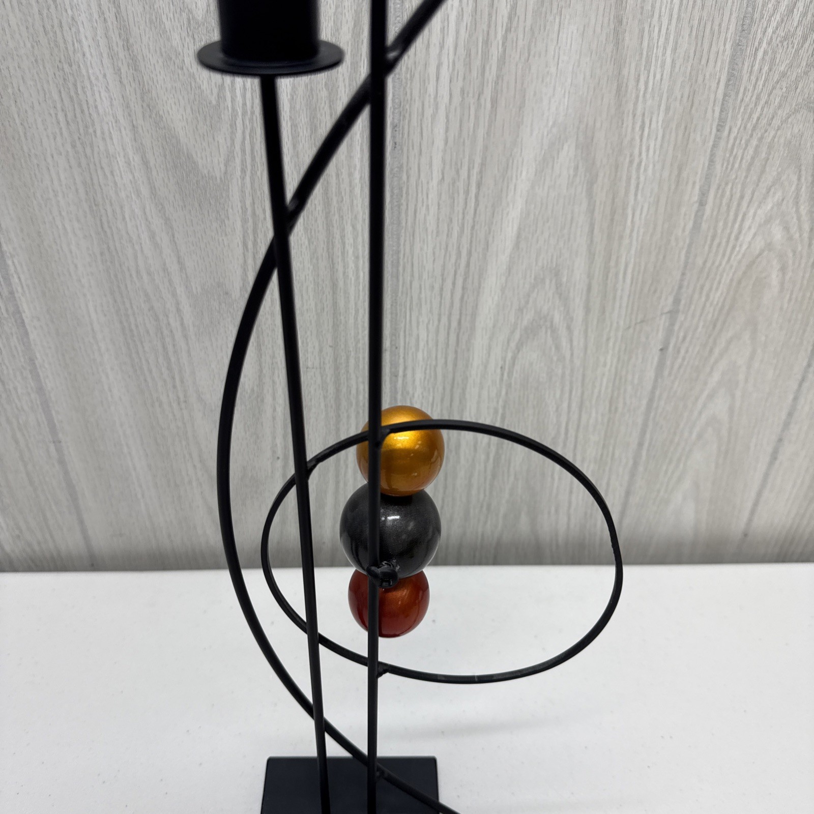 Rick Martin 2011 Post Modern Metal Candlestick Holder Atomic Spherical Abstract