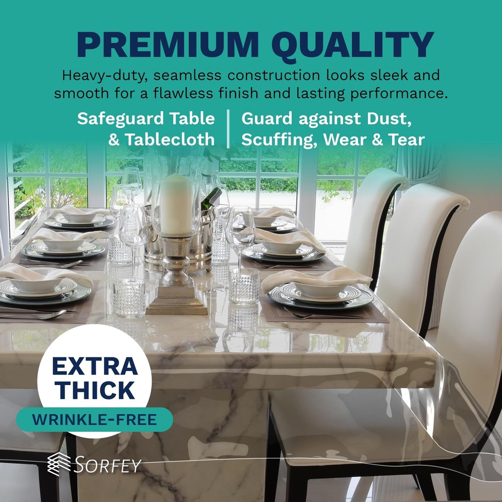 Plastic Table cover - Clear Tablecloth 124" x 60" (Rectangle),