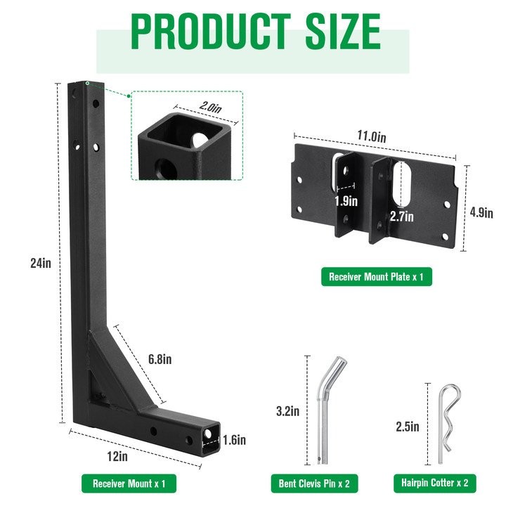2" Receiver Mount Bracket 5301901For UTV ATV Dry Material Spreader Black