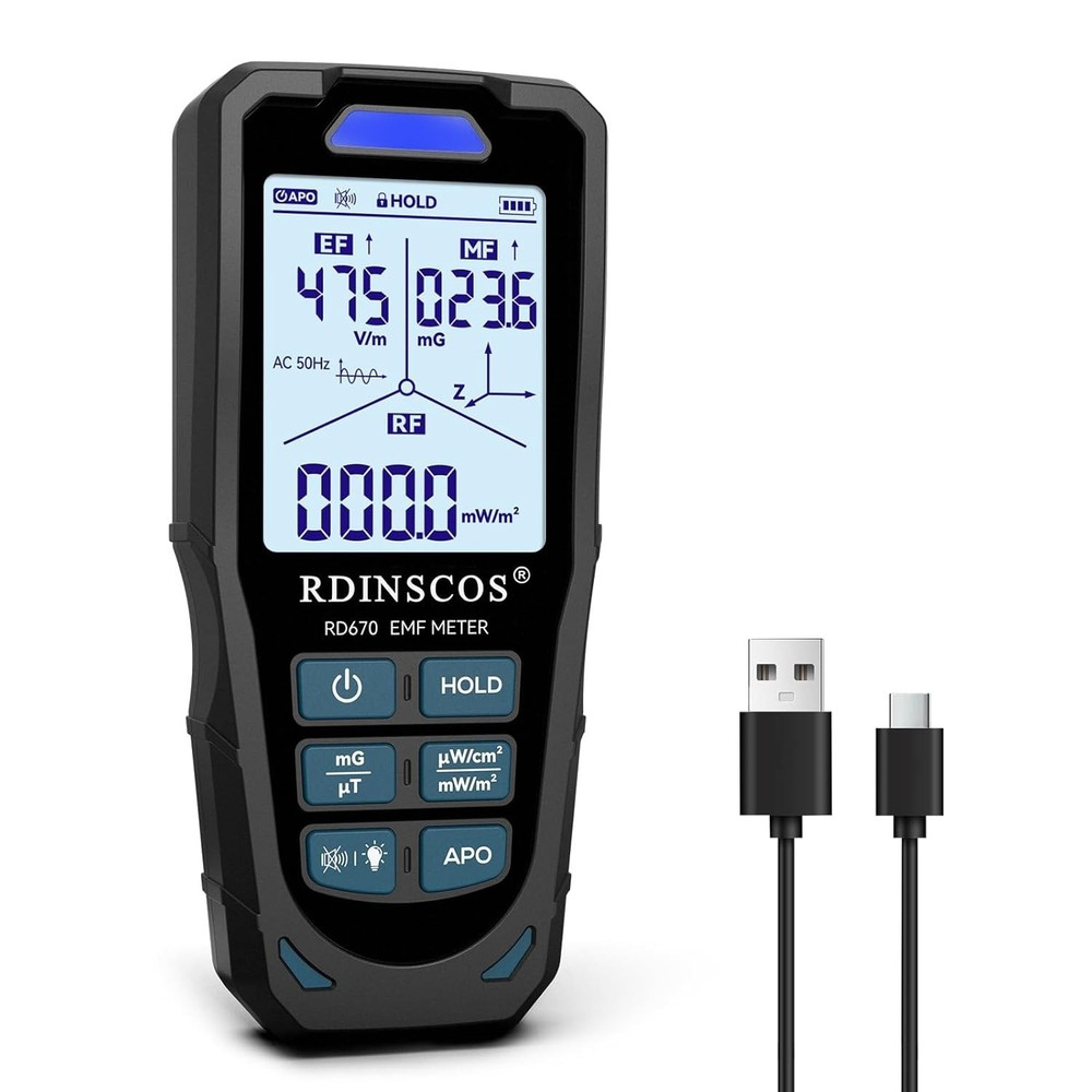 Portable EMF Tester with LED Indicators for Low, Medium, and High Readings