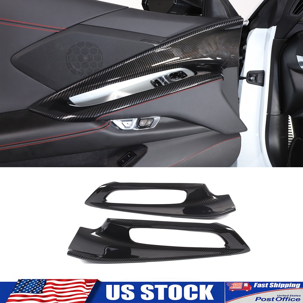 ABS Carbon Fiber Interior Door Panel Trim Cover Frame Fits Corvette C8 2020-2026