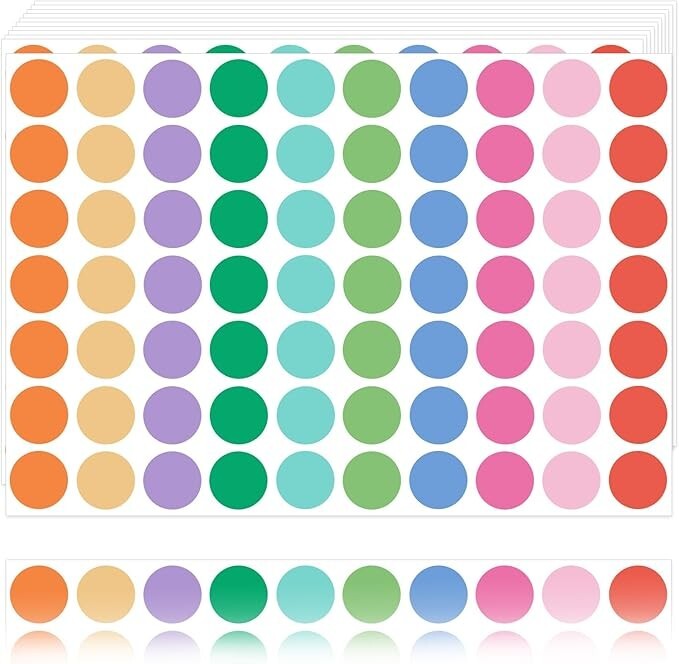 Colored Dot Stickers 1 in, Round Circle Stickers Colored Coding Labels, 1050 Pcs