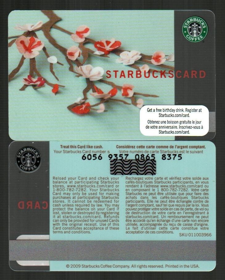 STARBUCKS ( Canada ) Paper Cherry Blossoms 2009 Gift Card ( $0 )