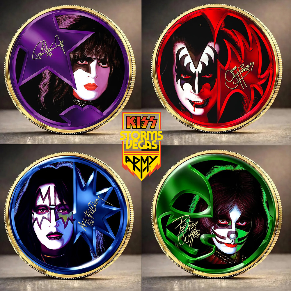 KISS Army Vegas Storms 4-Coin Collection - Starchild Demon Spaceman Catman Gift