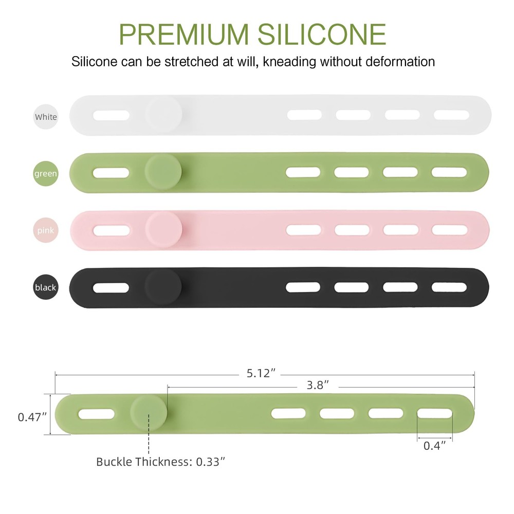 24Pcs Silicone Cable Ties - Reusable & Washable with Locking Buckles