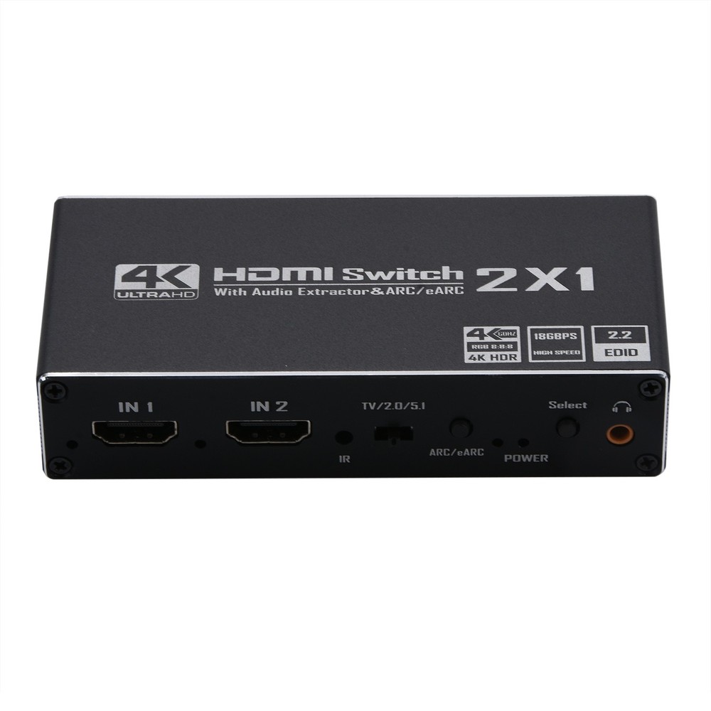 1 PC 2x1 HDMI Audio Extractor Switch Adapter 4K HDMI ARC Audio Switcher Selector