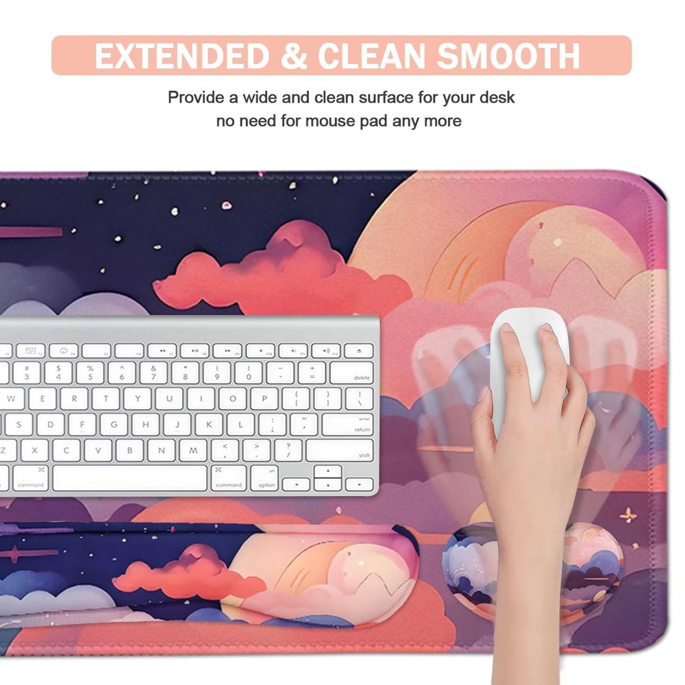 Large Mouse Pad Set, Cute Extended Mouse Pad+Keyboard Wrist Rest Support Desk...