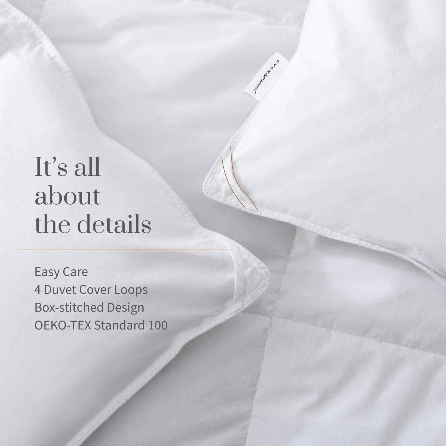 Everspread Essential Goose Down Comforter Duvet Insert, Lightweight,Cotton Shell