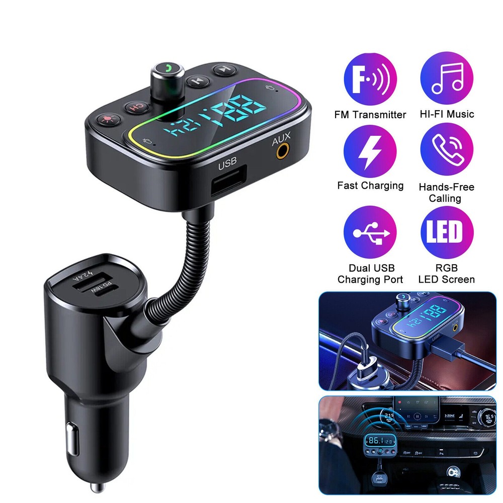 Wireless Bluetooth 5.0 Car FM Transmitter MP3 Radio Adapter Kit 3 USB Charger