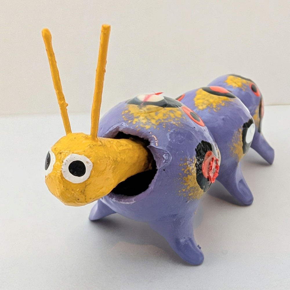 Handcrafted Mexican Caterpillar Bobble Head
