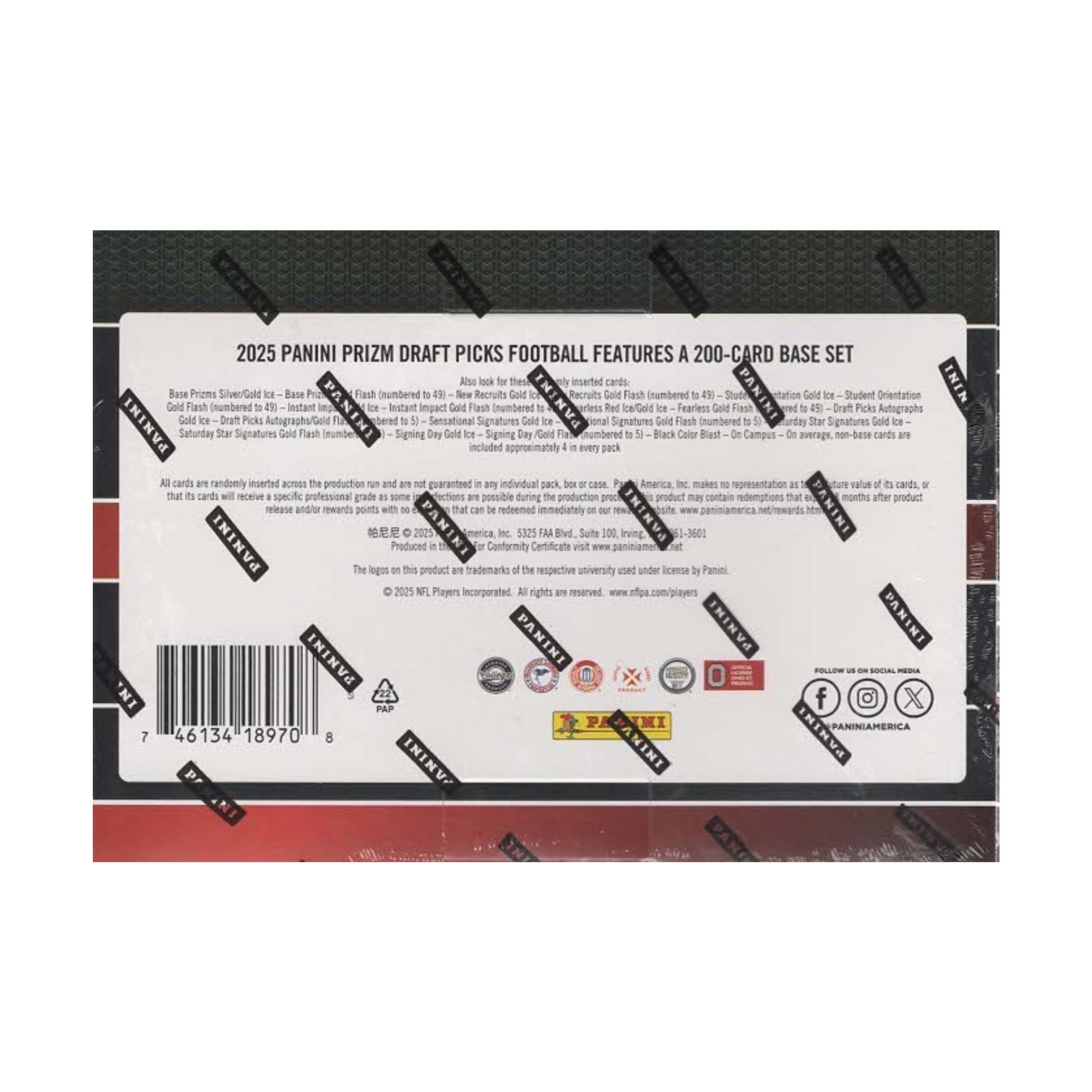 2025 Panini Prizm Draft Picks Collegiate Football 60ct Mega Box | Factory Sealed