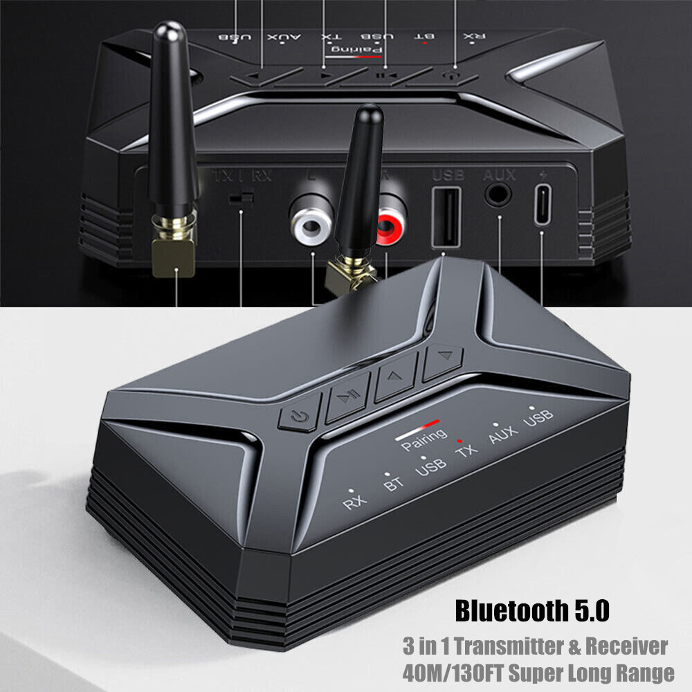 Bluetooth Transmitter Receiver Long Range For TV Home Stereo Audio Adapter US