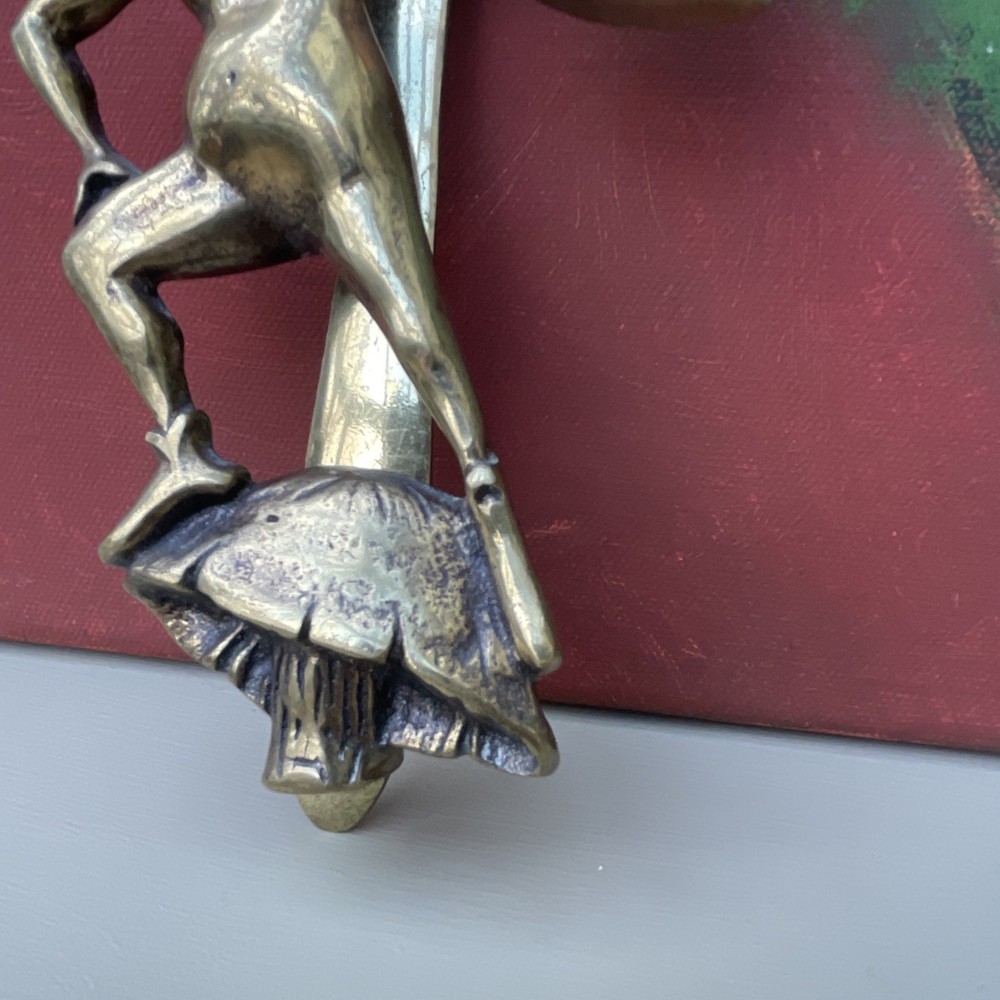 Vintage Brass Door Knocker Pixie Cornish Goblin Collectable 15cm x 10cm