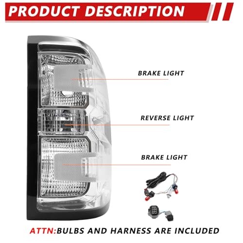 Tail Light Assembly Compatible with 2014-2018 Chevy Silverado 1500/2019