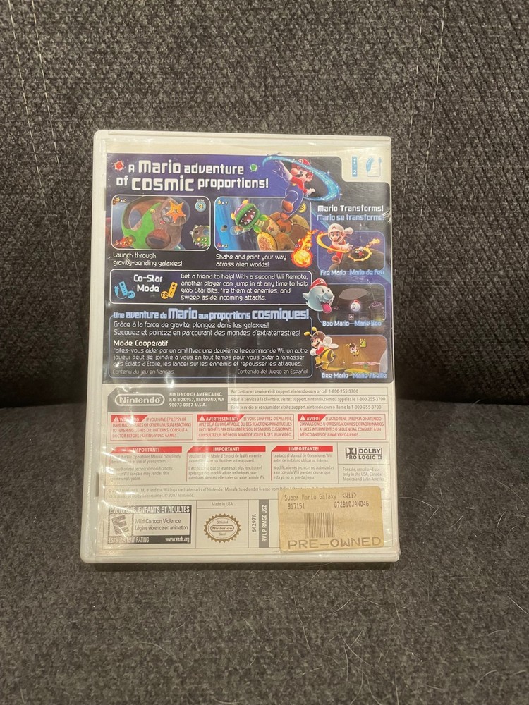 NINTENDO WII SUPER MARIO GALAXY CASE & GAME