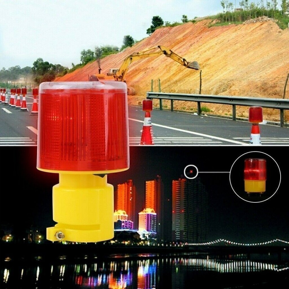 Solar Powered LED Warning Hazard Emergency Beacon Flash Strobe Signal Light