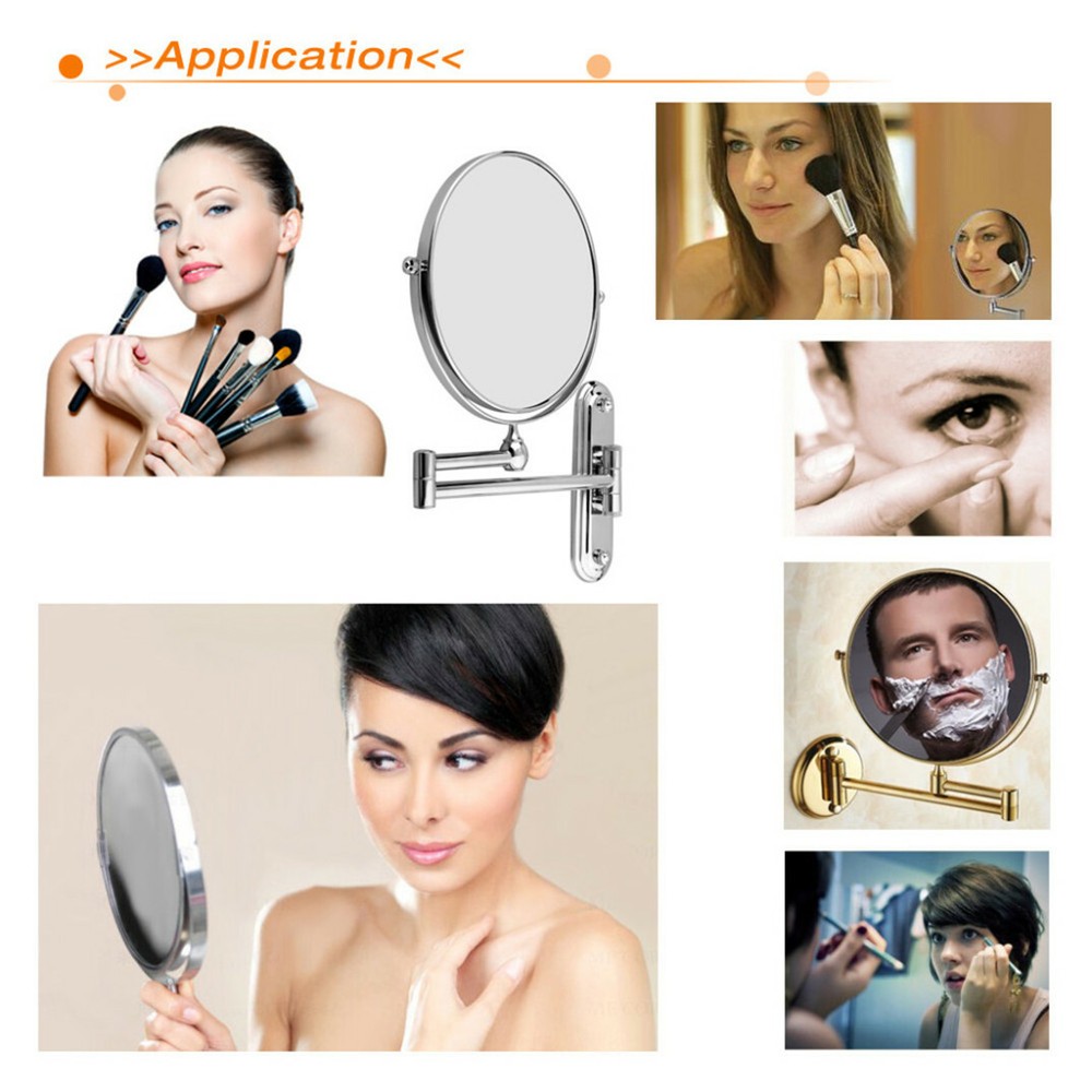 10x Magnifying Wall Mounted Makeup Bathroom Mirror Adjustable Height Double-Side