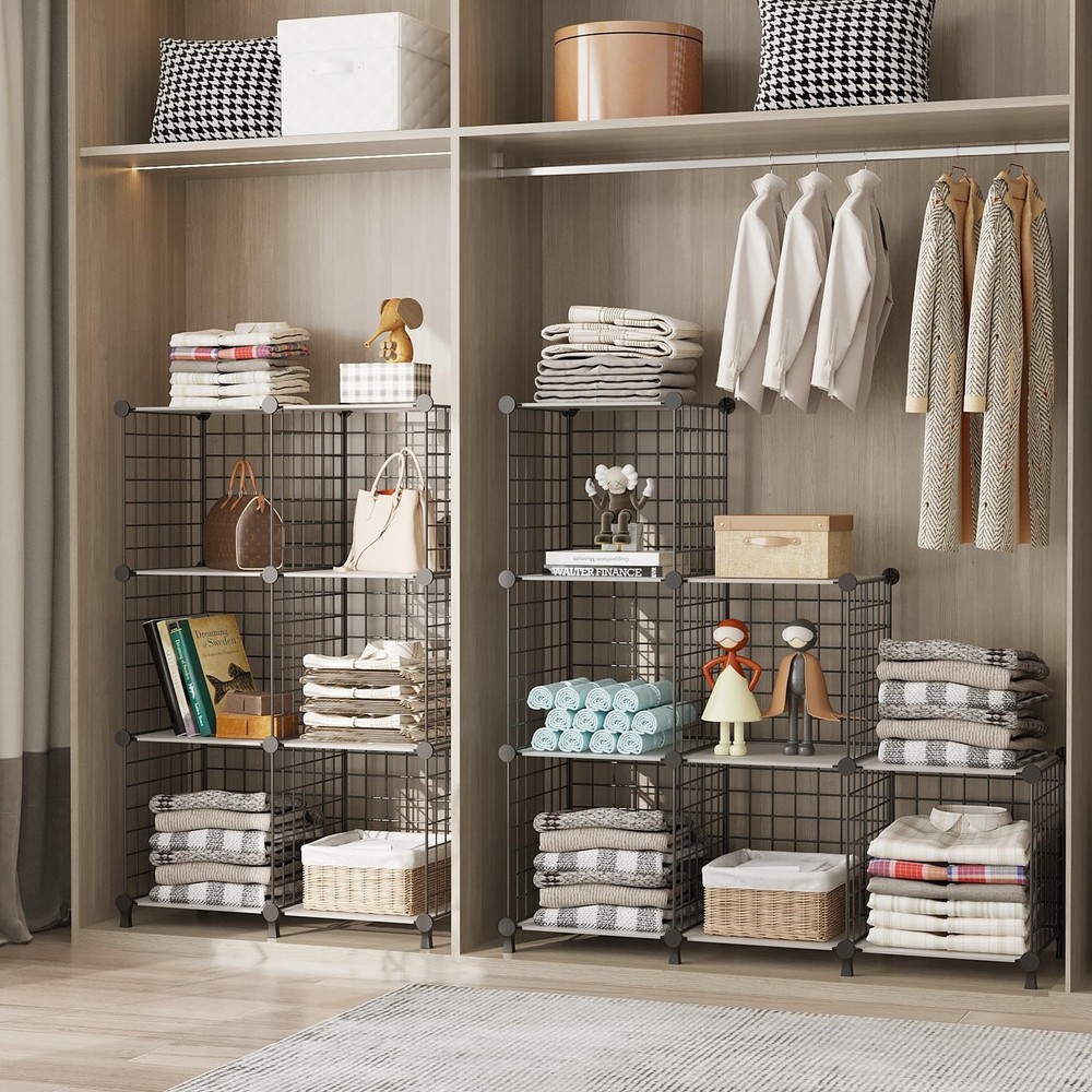 6 Cube Storage Wire Closet Organizers DIY Stackable Storage Shelves Bookcase ...