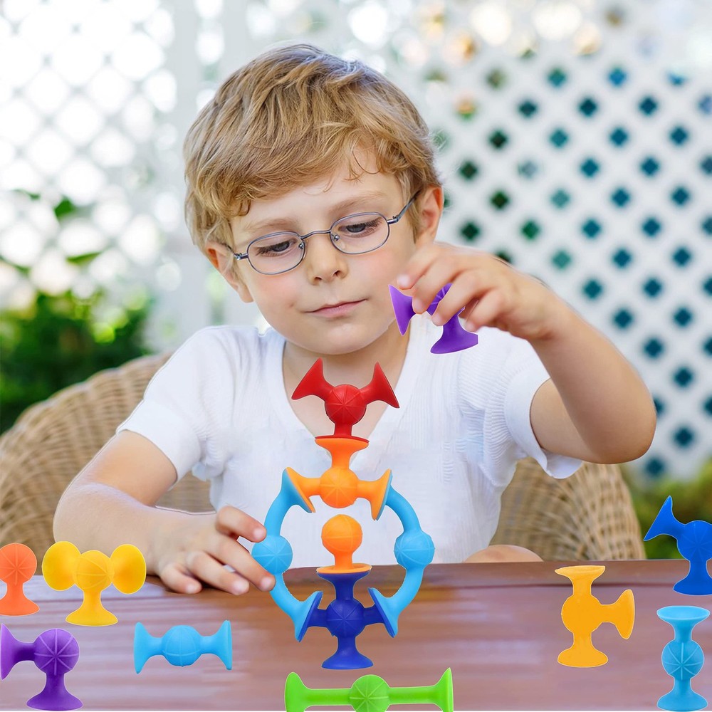 TOYARA 48 Piece Suction Cup Toys Construction Set, Medium, Mulitcolored