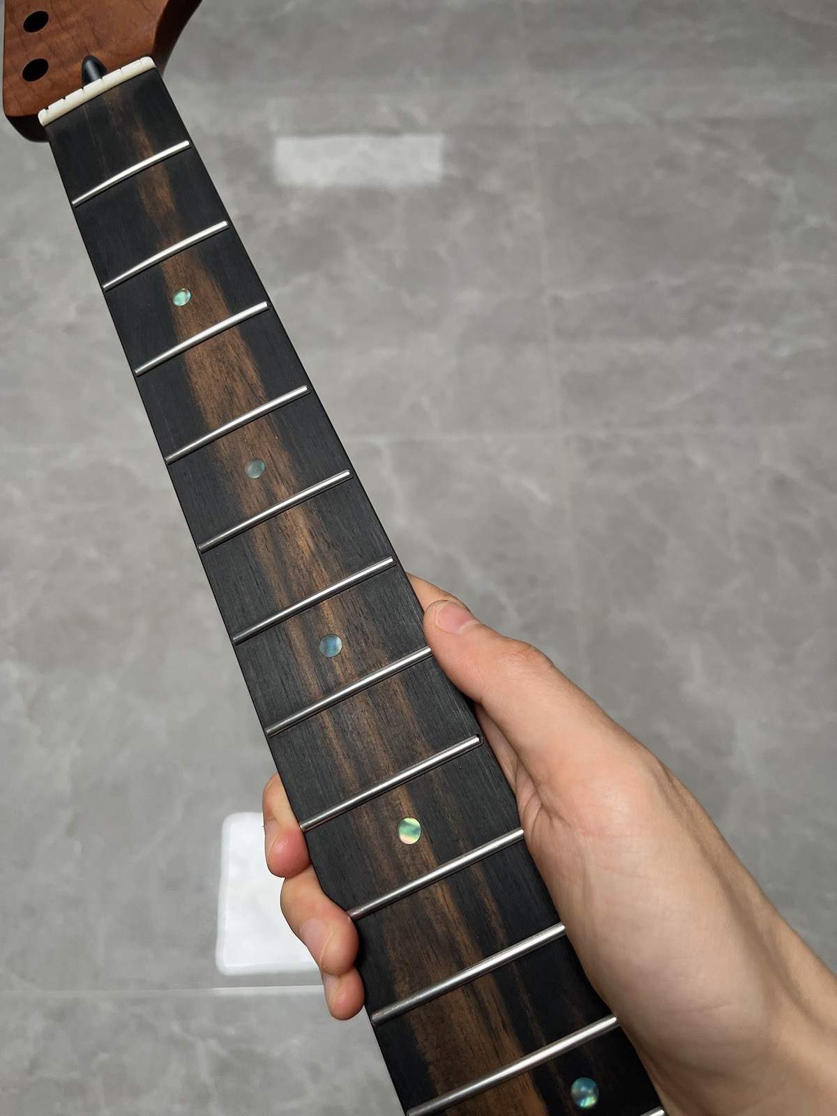 NEW Stainless Ebony 22fret Satin Roasted Flame Maple electric guitar neck 12in