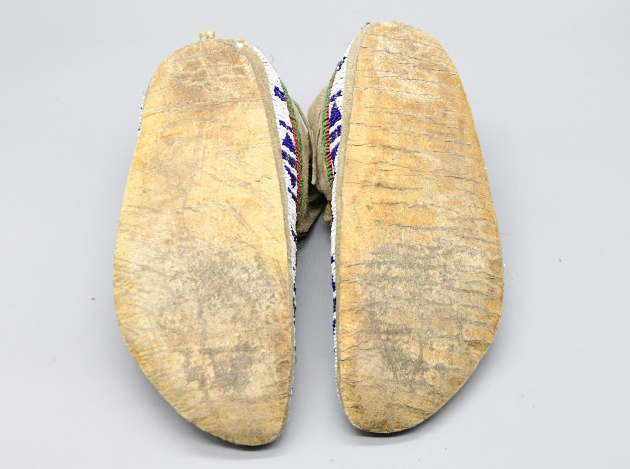 Sioux Green Beaded Moccasins Native American Strong Provenance