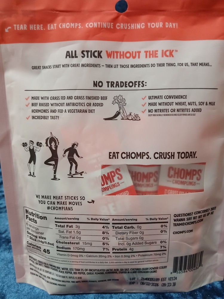 Chomps: Chomplings - Original Beef Mini Sticks - Mild - 6 Count/3 oz.