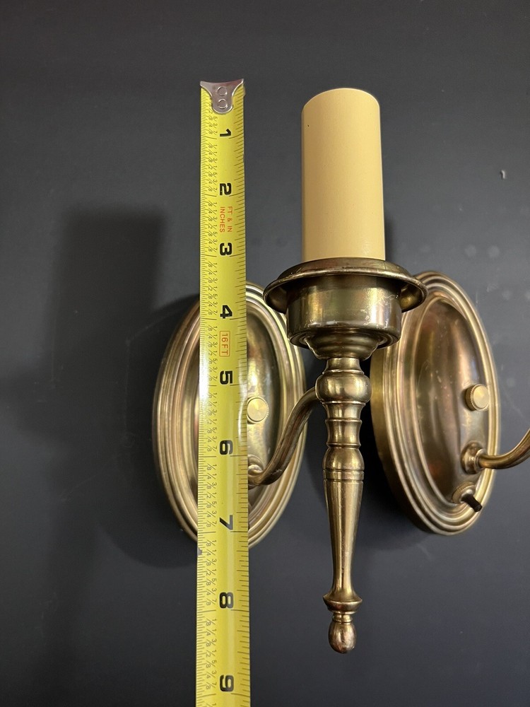Great Pair Antique Brass Candle Wall Sconces 5G