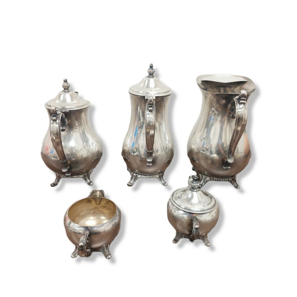 Vintage FB Rogers 800 5 Piece Coffee/Tea Set Silverplate Gorgeous 😍 Ornate