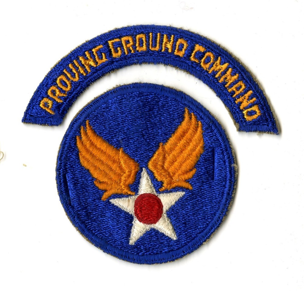 Proving Ground Command Tab and USAAF White Back Patch WWII Vintage