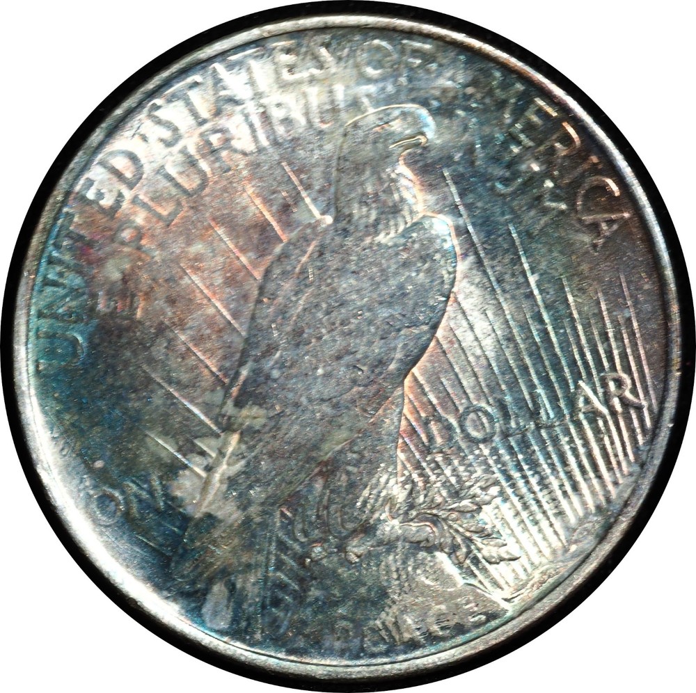 1922 Peace Dollar Awesome Rainbow Reverse BU