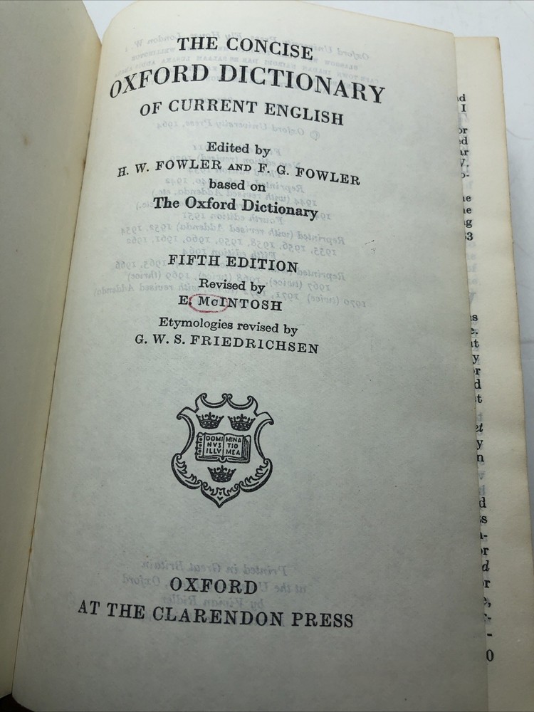 concise oxford english dictionary fifth edition