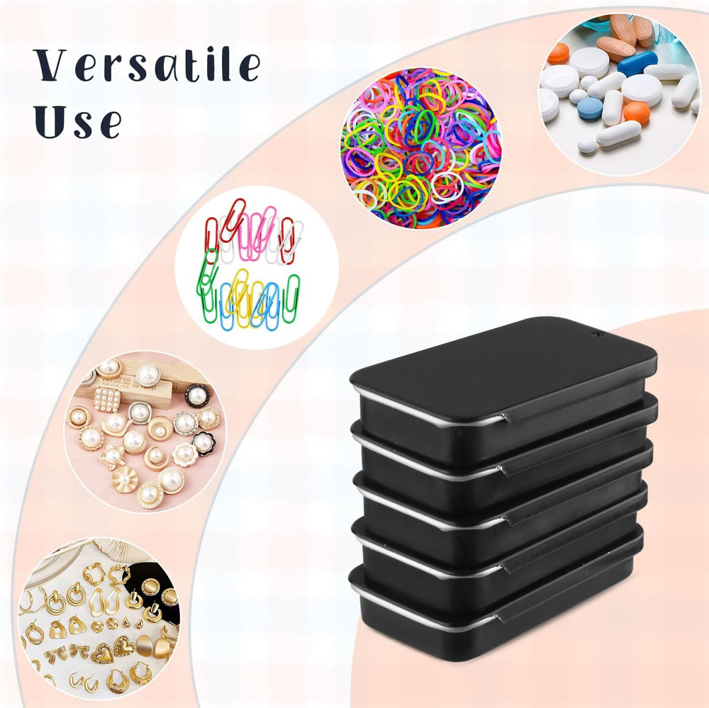 20 Pack Metal Slide Top Tin Containers Rectangular Small Tin Containers for Lip